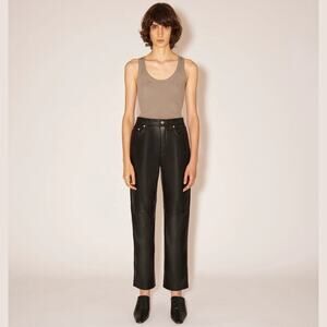 Nanushka Black Vinni Cropped Vegan Leather Pants